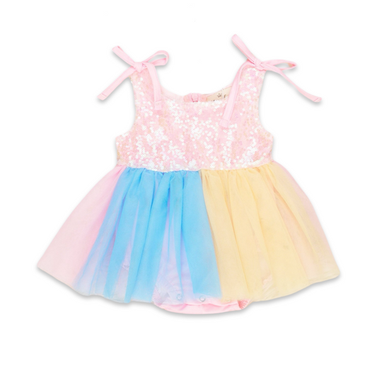 Rainbow Tulle Bow Romper