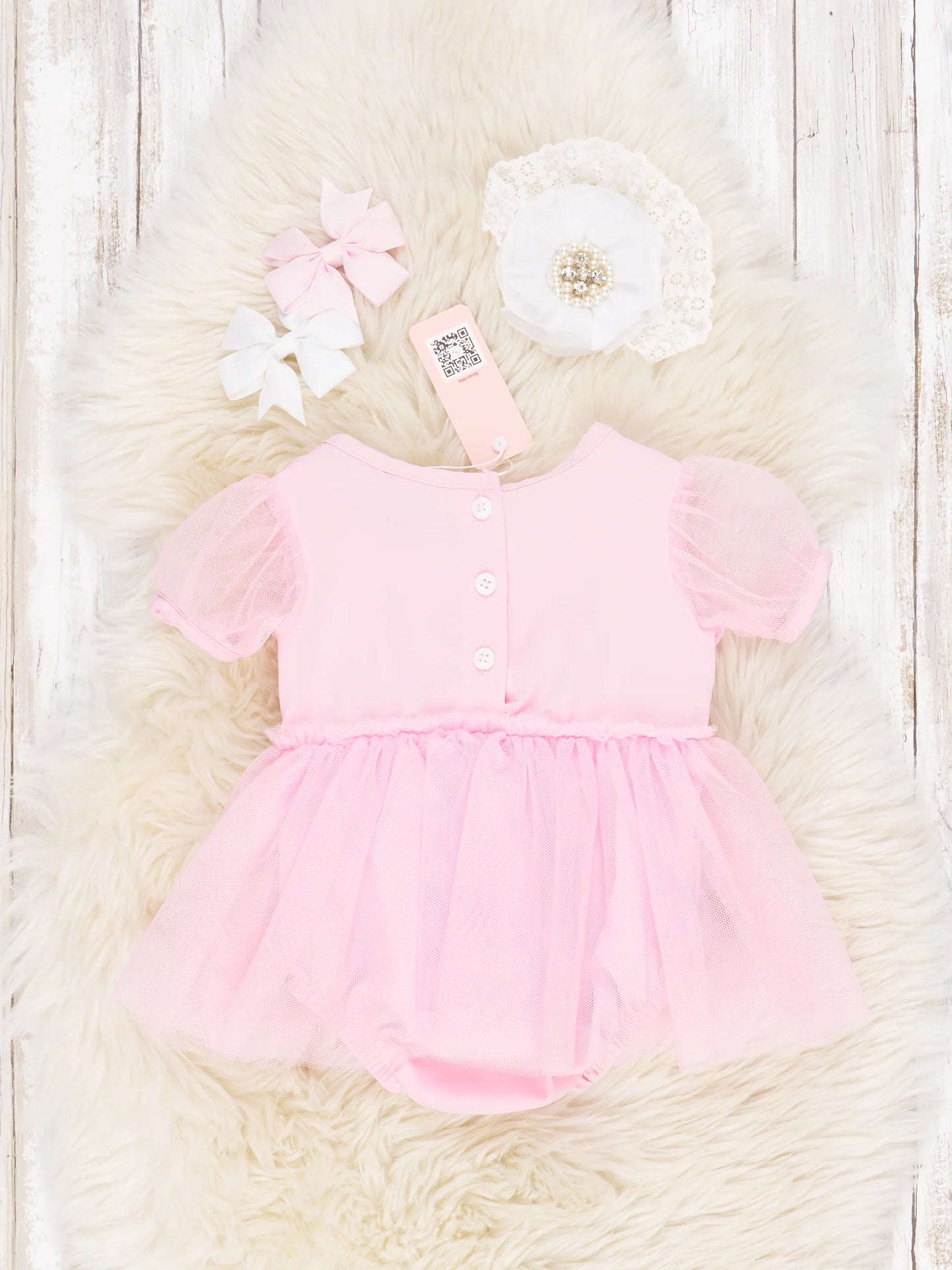 Pink Tulle Bow Romper