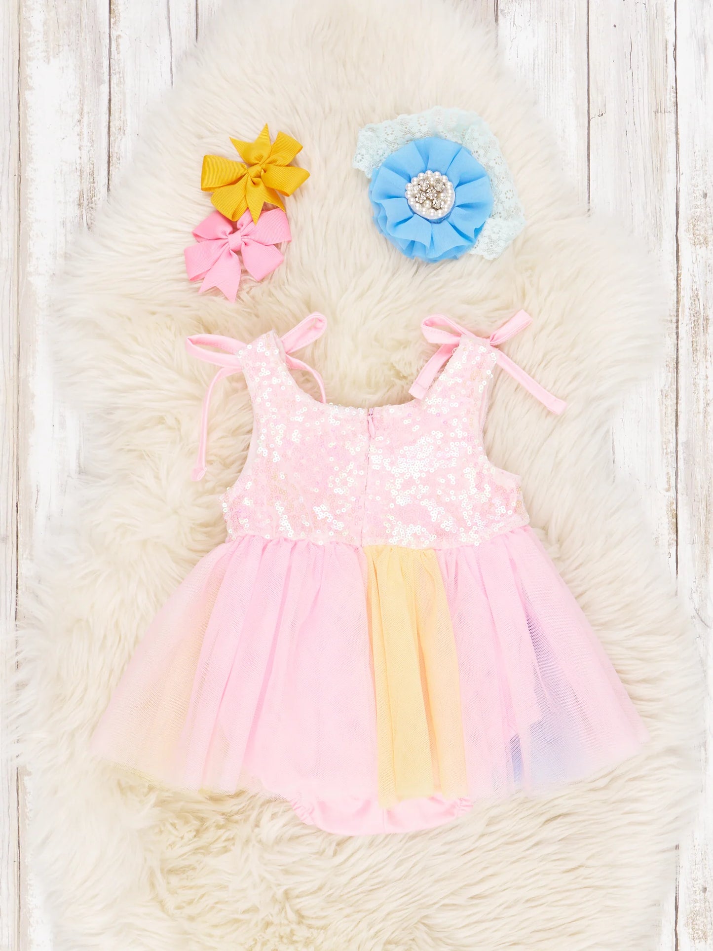 Rainbow Tulle Bow Romper