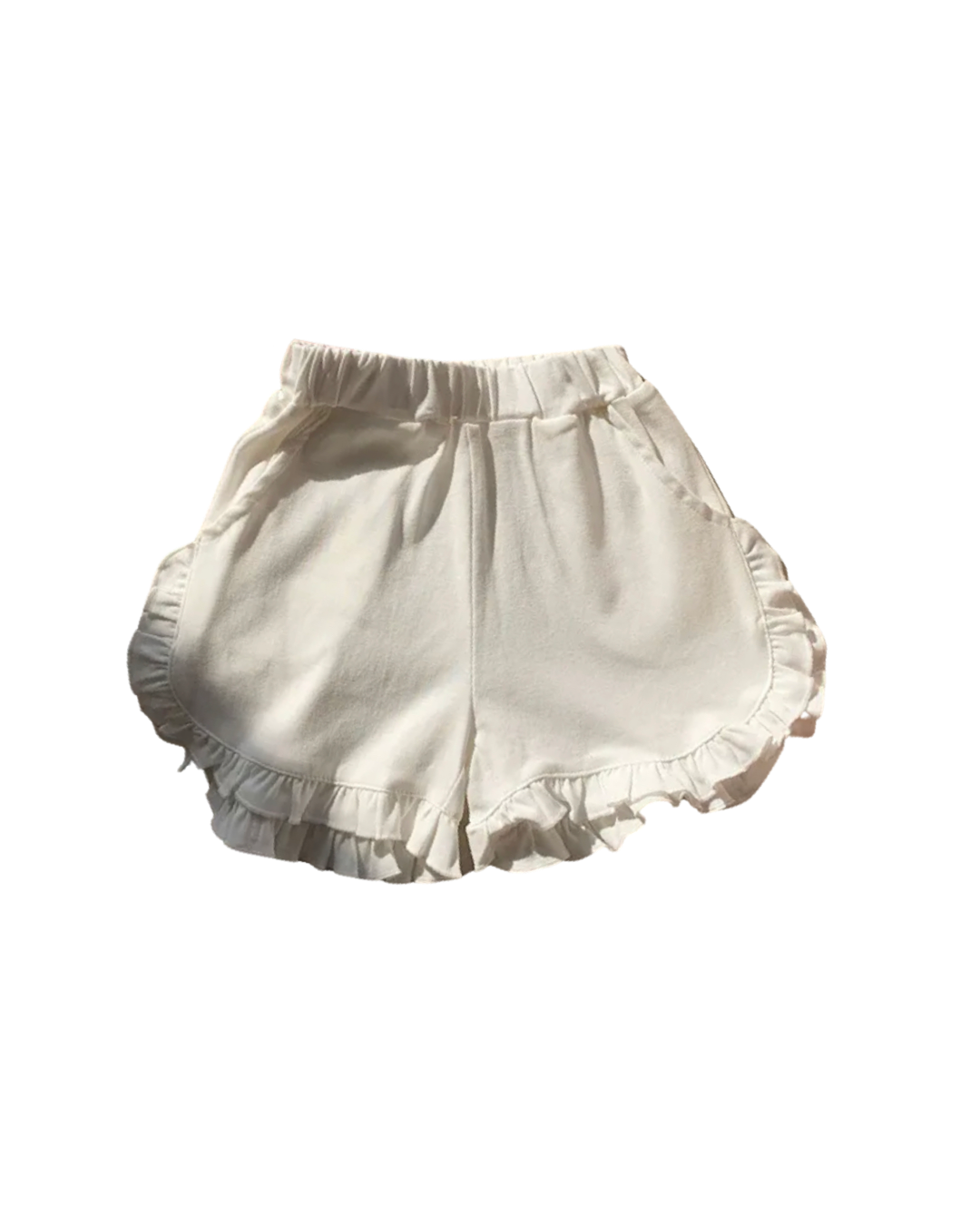 Ruffle Cotton Shorts, White